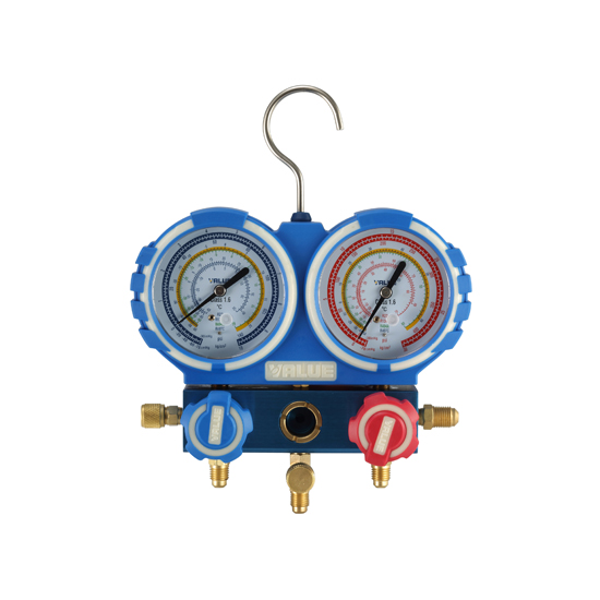 Манометрический коллектор VALUE; VMG-2-R22-B-03 (R404/407C/134A/R22; ø68мм; без шлангов, блистер)