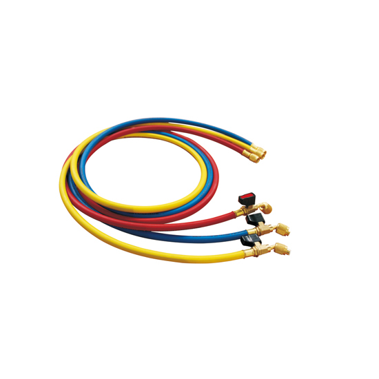 Шланги заправочные VALUE 1,2m с шаров вентилями НОВЫЙ (R410; к-т 3шт; R&B 1/4"-5/16", Y 1/4"-1/4")